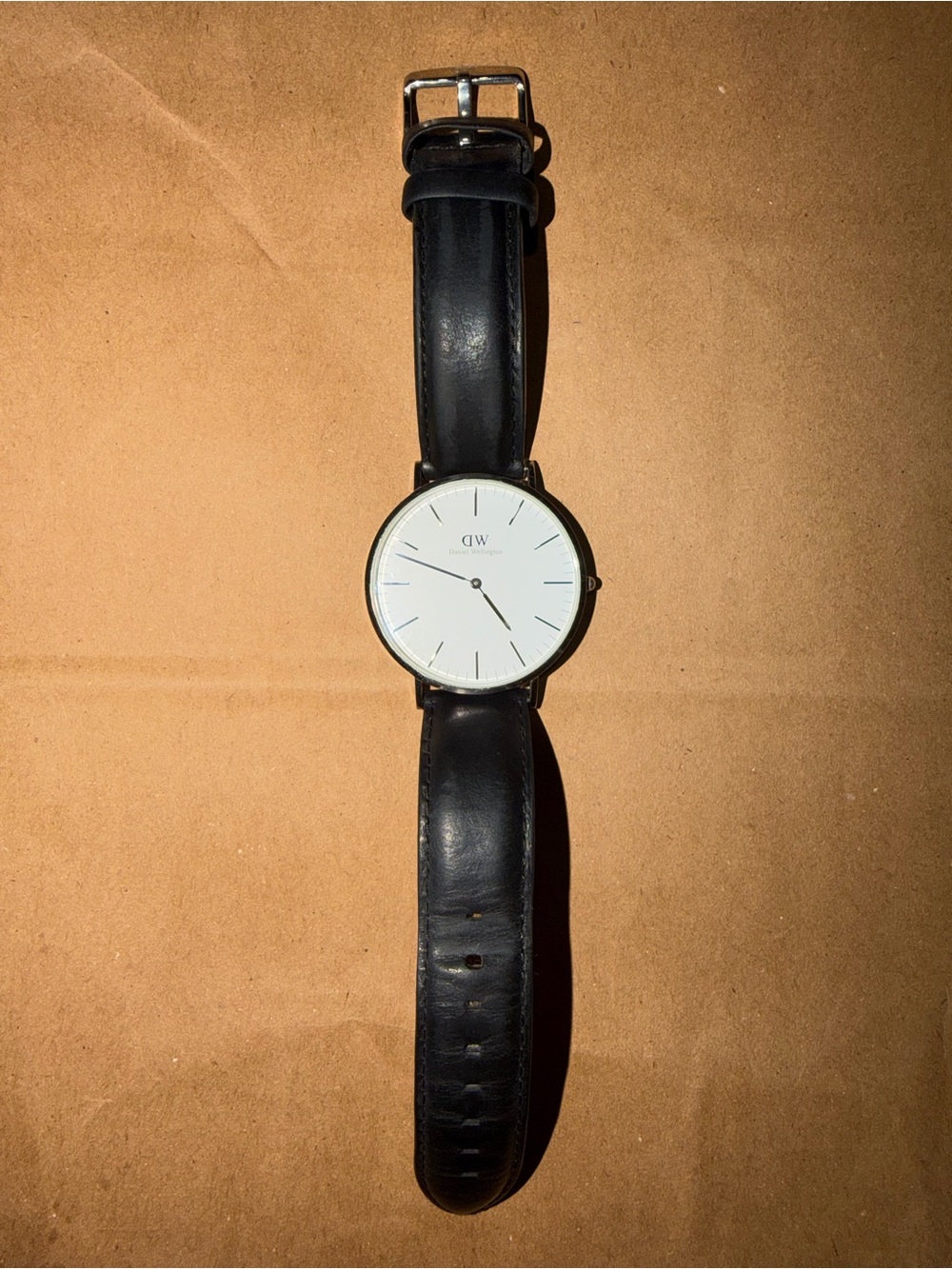 Daniel Wellington Black Leather Watch with White Dial